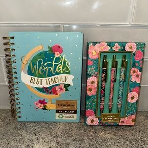 Clementine Paper Inc World’s Best Teacher Notebook and Floral Pen Set